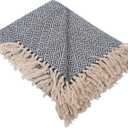 DII Diamond Throw Collection Cotton Woven, 50x60, Nautical Blue
