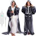 Wearable Heated Blanket Electric Snuggle Throw Blankets,Flannel&Sherpa Heating Blanket with Sleeves Foot Pocket (Gray)