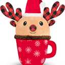 Christmas Dog Toys with Squeaker for Large Breed Interactive Dog Chew Toys for Puppies Small and Large Dogs Reindeer Squeaky Dog Training and Reduce Boredom (Cup Elk