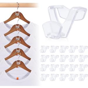 HOUSE DAY Space Saving Hangers 100 Pack, Clear Clothes Hanger Connector Hooks, Heavy Duty Hangers Space Saver, Premium College Dorm Room Essentials, Closet Organizers and Storage