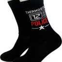 Funny Thermostat Police Novelty Socks for Mom, Dad, Men, Women, Gifts for Family, Friends, Favors for Birthday, Christmas, Fathers Day, Any Occasion, etc. (039)