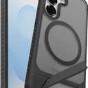 BNAAGO Magnetic for Samsung Galaxy S24 Case / S25 Case with Kickstand, Compatible with Mag-Safe, Slim Shockproof Grippy Translucent Matte Phone Cover, Built in Invisible Stand, Black