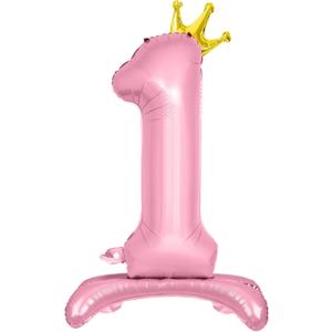 Number Balloons,Standing Number 1 Balloon 32 Inch Pink 1st Birthday Decorations for Girls Baby Shower Foil 1 Balloon 1st Birthday Balloons