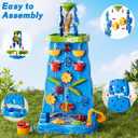 Toddler Sand Water Table Waterfall Wall Playset, Kids Activity Sensory Table with Beach Fun Sand Toy, Summer Outdoor Toys Sand Water Play Table for Toddler Ages 2 3 4 5 6 7 8