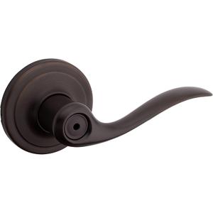 Kwikset Tustin Interior Privacy Door Handle with Lock, Door Lever For Bathroom and Bedroom, Venetian Bronze Reversible Keyless Turn Lock, with Microban Protection