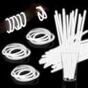 60 Pack 8 White Glow Sticks Bracelet Necklaces Bulk with 60 Connectors Neon Glow In The Dark Party favors Supplies for Holiday Birthday Party Decoration (White)