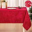 Mebakuk Christmas Tablecloth Rectangle, Jacquard Washable Fabric Table Cloth, Waterproof Anti-Wrinkle Damask Table Cover for Christmas or Daily Uses, (Red, 60" x 104" (8-10 Seats))