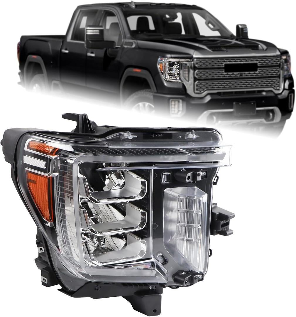 Duolctarms Full LED Headlight Headlamp Assembly Compatible for 2020 2021 2022 2023 GMC sierra 2500 3500HD SLT/AT4/Denali Right Passenger Side GM2503513 85149464