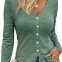 Women Sweetheart Neckline Tops Button Down Elegant Long Sleeve Scallop Pearl Hem Slim Fit Shirts Fall Fashion, Size XXL