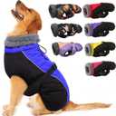 IECOii Extra Warm Dog Coat - Reflective, Adjustable Winter Jacket with Buckle & Fleece Turtleneck for Small, Medium & Large Dogs (Small(Chest:12.6-16.5 in), Blue)
