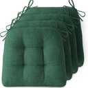 Non-Slip Chair Cushions for Dining Chairs Set of 4 Thick Kitchen Chair Pads Dining Room Seat Cushion with Ties 16" x 16" x 4" Dark Green