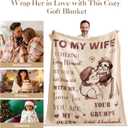 weigelia to My Wife Blanket - Romantic Anniversary, Christmas & Valentines Day Gifts for Wife, Cozy Fleece & Sherpa Throw Blanket for Bed, Couch or Sofa (Wood Tone, 50" x 60")