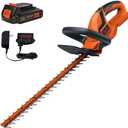 BLACK+DECKER 20V MAX Cordless Hedge Trimmer, Battery and Charger Included, 22 Inch Steel Blade Lightweight Bush Trimmer, Soft Grip, Less Vibration (LHT2220)