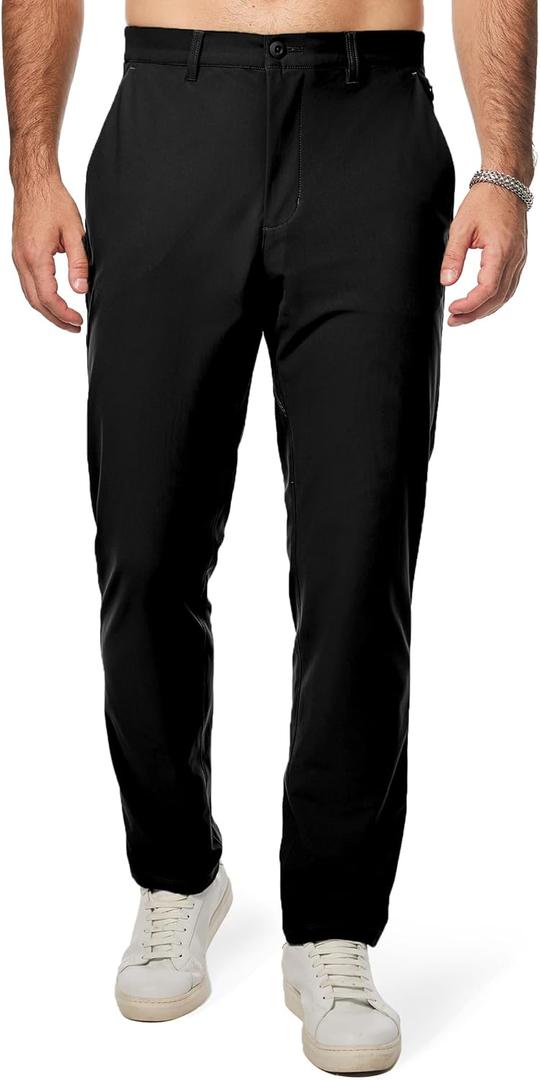 JMIERR Mens Chino Pants Casual Stretch Golf Pants Waist Tapered Trousers Lightweight Comfy Pants with Zipper Pockets (Black, M) JMIERR Mens Chino Pants Casual Stretch Golf Pants Waist Tapered Trousers Lightweight Comfy Pants with Zipper Pockets (Black, M)