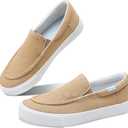 Obtaom Slip On Shoes Canvas Slip On Sneakers Comfy Arch Support Loafers Casual Canvas Fashion Sneaker(Tan,10 Women/8 Men)