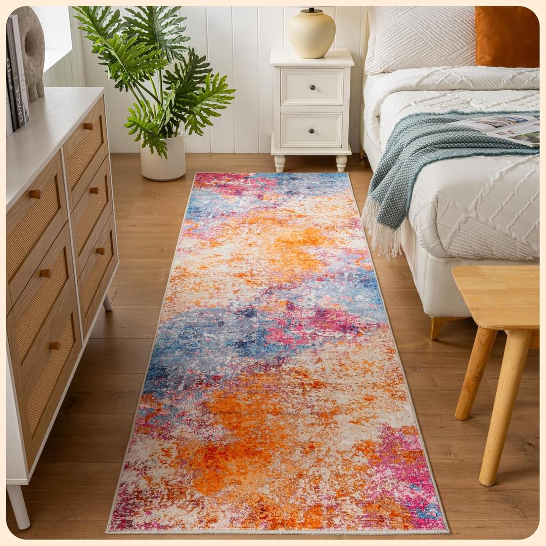 Istana Hallway Runner Rug 2.5x8 - Galaxy Kitchen Rugs Non Slip Washable -Silk's Soft Touch Carpet Runner - Stylish Rugs for Home