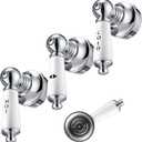 Enhon 3 Pcs Porcelain Handle Set, Compatible with Price Pfister Shower Valve, Hot Cold and Diverter Handle, Fits 12 Point Broach Stem, Chrome Finish White Porcelain (Lever)