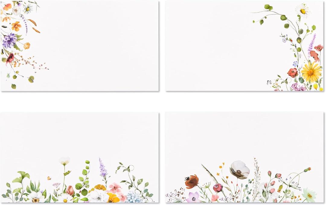 Crisky 120 Pack Wildflower Table Place Cards Blank Seating Place Name Cards for Wedding, Parties, Dinner, and Special Events, 2 x 3.5 Inches