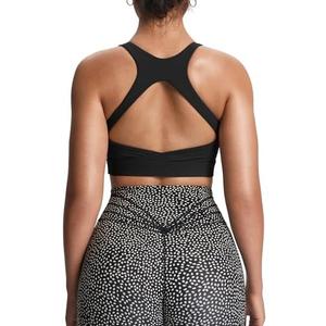 Aoxjox Women's Workout Sports Bras High Impact Fitness Training Gym Khloe Bra Yoga Crop Tank 
(Black, Large)