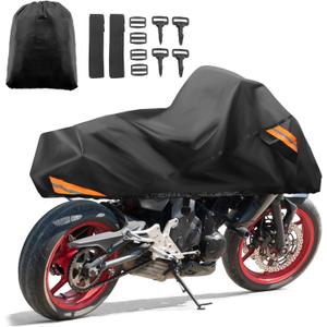 uxcell Motorcycle Cover Waterproof Half Cover Outdoor Motorbike Rain Cover Protector for Harley Dyna FXD FXDF Low Rider Super Wide Glide Fits 96" Black