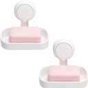 TAILI Soap Holder Soap Dish for Shower, Suction Cup Soap Holder for Shower Wall, Bathroom Accessories, Removable Strong Hold Soap Saver, Drill Free, White 2 Set
