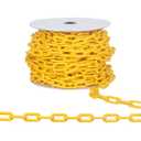 98.5ft Plastic Chain Links,0.3-Inch Thick Yellow Safety Barrier Link Weatherproof Durable Privacy Protection, Easy to Install,Ideal for Fence Home and Business