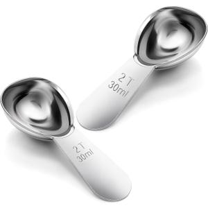 2 Tbsp Scoop Coffee Scoop, 2 Tablespoon Measuring Spoons(30ml), 18/8 Stainless Steel Short Handled Measure Scooper for Calculateing and Grinding Tea Sugar Christmas Kitchen Gift Jar Beans