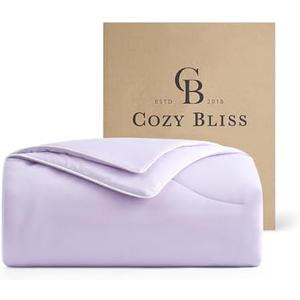 Cozy Bliss Cooling Comforter, Ultra-Soft Cooling Blankets for Hot Sleepers and Night Sweats, Breathable Lightweight Silky Smooth, Lavender Purple
