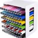 Vinyl Roll Holder, Countertop Cabinet Vinyl Roll Storage Organizer, Holds Over 60 Vinyl Rolls, Dust-Reduced, Stable and Durable, Superior Protection, Ideal for Craft Room Organization