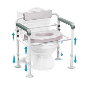 Extra-Wide 3-in-1 Adjustable Toilet Seat Riser with Premium Padded Seat & Support Rails – Ultra-Stable Elevated Commode and Shower Chair for Seniors & Elderly – Heavy-Duty 350lb Safety Frame