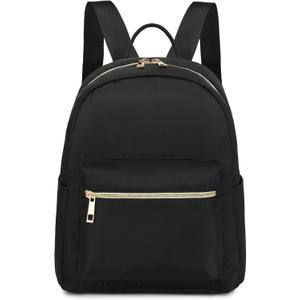 Mini Backpack Women Girls Water-resistant Small Backpack Purse Shoulder Bag for Womens Adult Kids School Travel (Black)