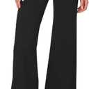 FOMOYUU Lounge Yoga Pants for Women Fold Over Low Waist Wide Leg Sweatpants Flare Leggings Bell Bottoms Y2K Foldover Pants (Small, Black)