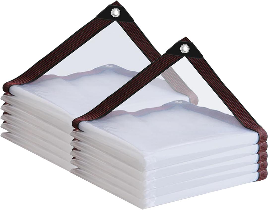 Clear Tarp Waterproof 10x10-Heavy Duty Plastic Tarps,Vinyl Transparent Tarpaulin with Grommets,Outdoor Small&Large Tarp Cover for Chicken Coop/Greenhouse/Camping/Plant/Patio (2p) Clear Tarp Waterproof 10x10-Heavy Duty Plastic Tarps,Vinyl Transparent Tarpaulin with Grommets,Outdoor Small&Large Tarp Cover for Chicken Coop/Greenhouse/Camping/Plant/Patio (2p)