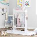 UTEX Kids See and Store Dress-up Center, Costume Closet for Kids, Open Hanging Armoire Closet, Pretend Storage, Costume Dresser(White)