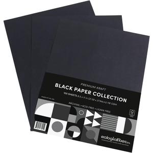 Premium Kraft Paper - Black Collection, 8.5 x 11, Pack of 100 by Ecological Fibers