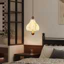 Fabric Pendant Light, Modern Wood Single Head Hanging Lamp, Brass Finished Adjustable Pendant Lighting Fixture,Vintage Chandelier for Bedside, Hallway, Bedroom, Kitchen Island, Restaurant