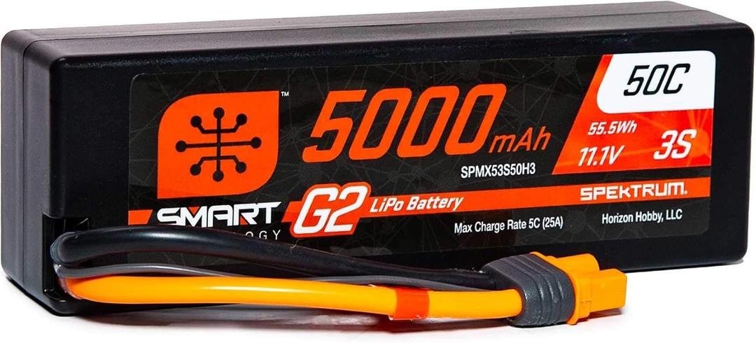 Spektrum 11.1V 5000mAh 3S 50C Smart LiPo G2 Hard Case: IC3, SPMX53S50H3