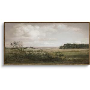 InSimSea Extra Large Framed Vintage Wall Art, Living Room Country Farmhouse Decor, Wilderness Landscape Paintings, Canvas Prints, Retro Farm Long Picture for Bedroom Above of Bed,24x48inch