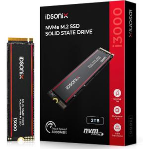 iDsonix M.2 SSD 2TB, PCIe Gen3x4, Speed Up to 3,100 MB/s, NVME SSD M.2 2280 with 3D NAND Flash and Heatsink, Internal Soild State Drive 2TB SSD for Laptop, Desktop and PC