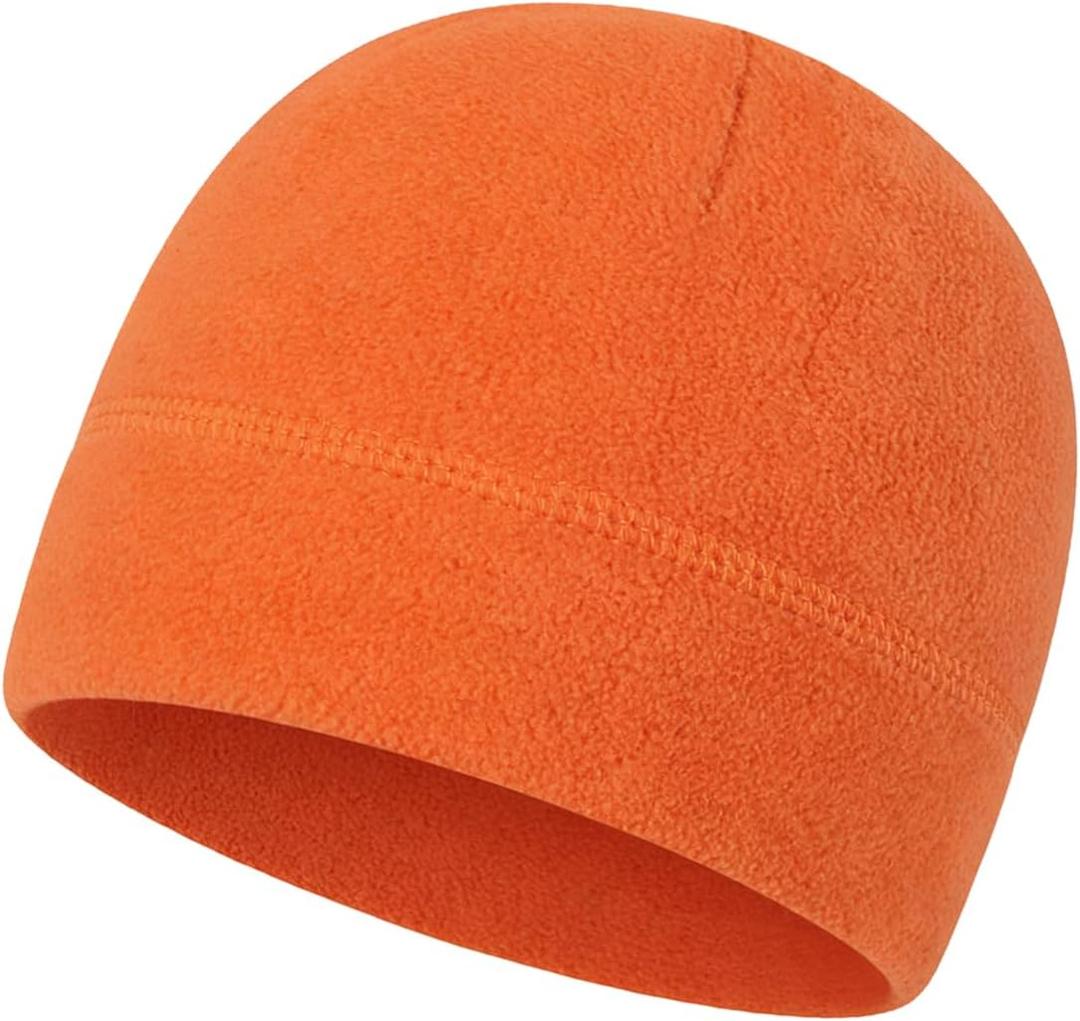 Warm Fleece Beanie Soft Skull Cap Lightweight Watch Caps Winter Hat for Men and Women (Orange)