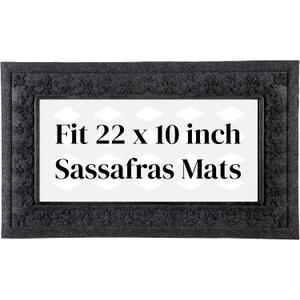 Evergreen Flag Sassafras Door Mat Tray, All-Weather Weatherproof Doormat for Indoor and Outdoor Entrance, Non-Slip Backing Entryway Front Door Mats (Fleur Scroll, 30 x 18 Inches)