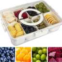 Snackle Box Container, Portable Snack Box - 8 Compartment Divided Serving Tray with Lid - Reusable Refrigerator Snack Fruit Veggie Tray - Perfect for Road Travel Party (1 Pack-8 Compartments)
