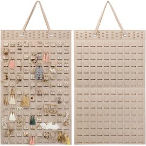 Hanging Earrings Organizer, Earring Holder & 20 Hooks, Holds Up To 300 Pairs, Compact Design, Soft Material, Earring Hanger Earring Display Hanging Organizer for Women Girls -1 Pack (22.5*13.6 inches, Camel)