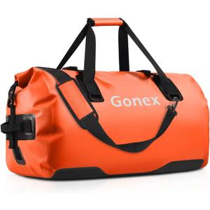 Gonex 80L Extra Large Waterproof Duffle Travel Dry Duffel Bag Heavy Duty Bag with Durable Straps & Handles for Kayaking Paddleboarding Boating Rafting Fishing (Orange)