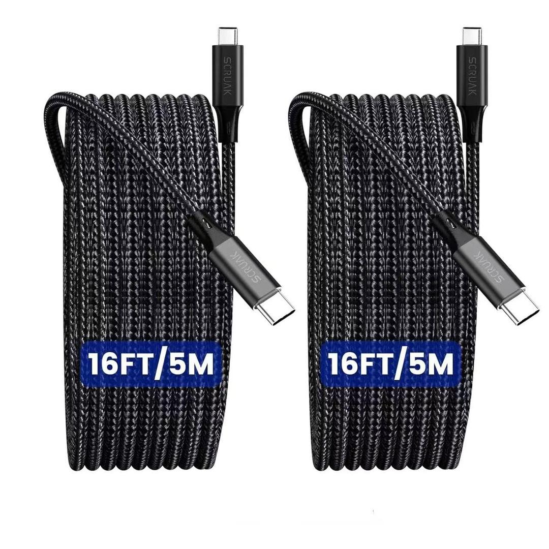 2-Pack Extra Long iPhone 16 17 Charger Cable 16Ft, 16 Feet USB C to C Cable Fast Charging Nylon Braided iPhone 16 17 USB C Charger Cord for iPhone 16/17 Air,16/17 Pro,16/17 Pro Max/iPad Pro/Air/Min6