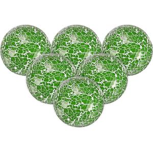 M METERXITY 6-Pack Decorative Ball for Bowls, 2.4 Inch Mosaic Glass Balls Decorative Glass Orbs for Home Decor/ Dining Tables/ Wedding Party/ Coffee Table/ Centerpiece Decor [Green]