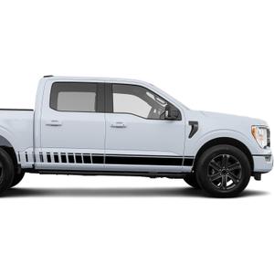 Rocker Side Stripes Decals Stickers Graphics Compatible with Ford F150 All Generations (2901B) (Black)