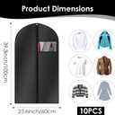 Hanging Garment Bags 10pcs Garment Bags 39'' With Clear Window Suit Cover Bag Clothes Suit Dust Cover for Hanging Clothes Travel Garments Bag with Accessories Zipper for Suits Coats
