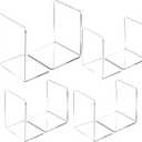 Yulejo 8 Pcs Clear Acrylic Bookends Heavy Duty Book End L Shaped Dividers Book Stopper for Shelves Office Library Home Movies Cds File