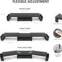 OPNICE Desk Organizers and Accessories, Dual Monitor Stand Riser with Drawer and 2 Pen Holders, Desk Shelf Metal Computer Racks for Office Workspace Organizers, Desktop Organization (Black Metal)